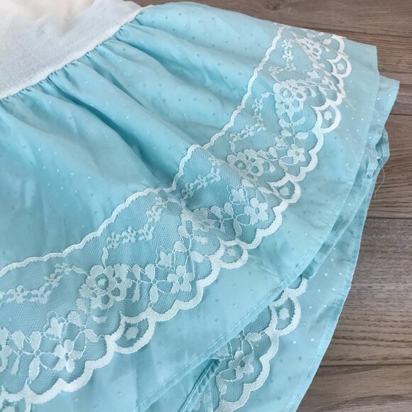 Vintage Pastel Blue & White Lace Baby Crib Bedding Set, Bumper Pad Ruffle Skirt - Picture 4 of 13